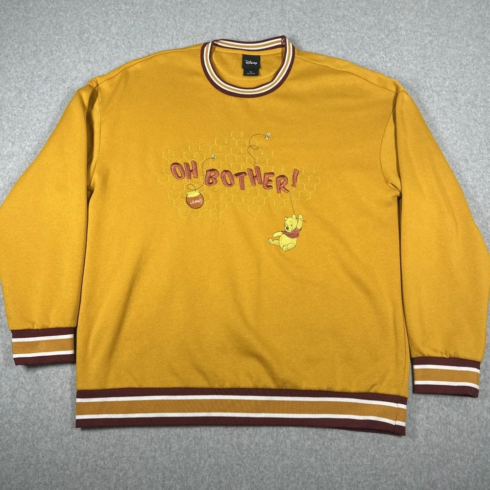 Disney Winnie The Pooh Crewneck Sweater Oh Bother Honeycomb XL Embroidered